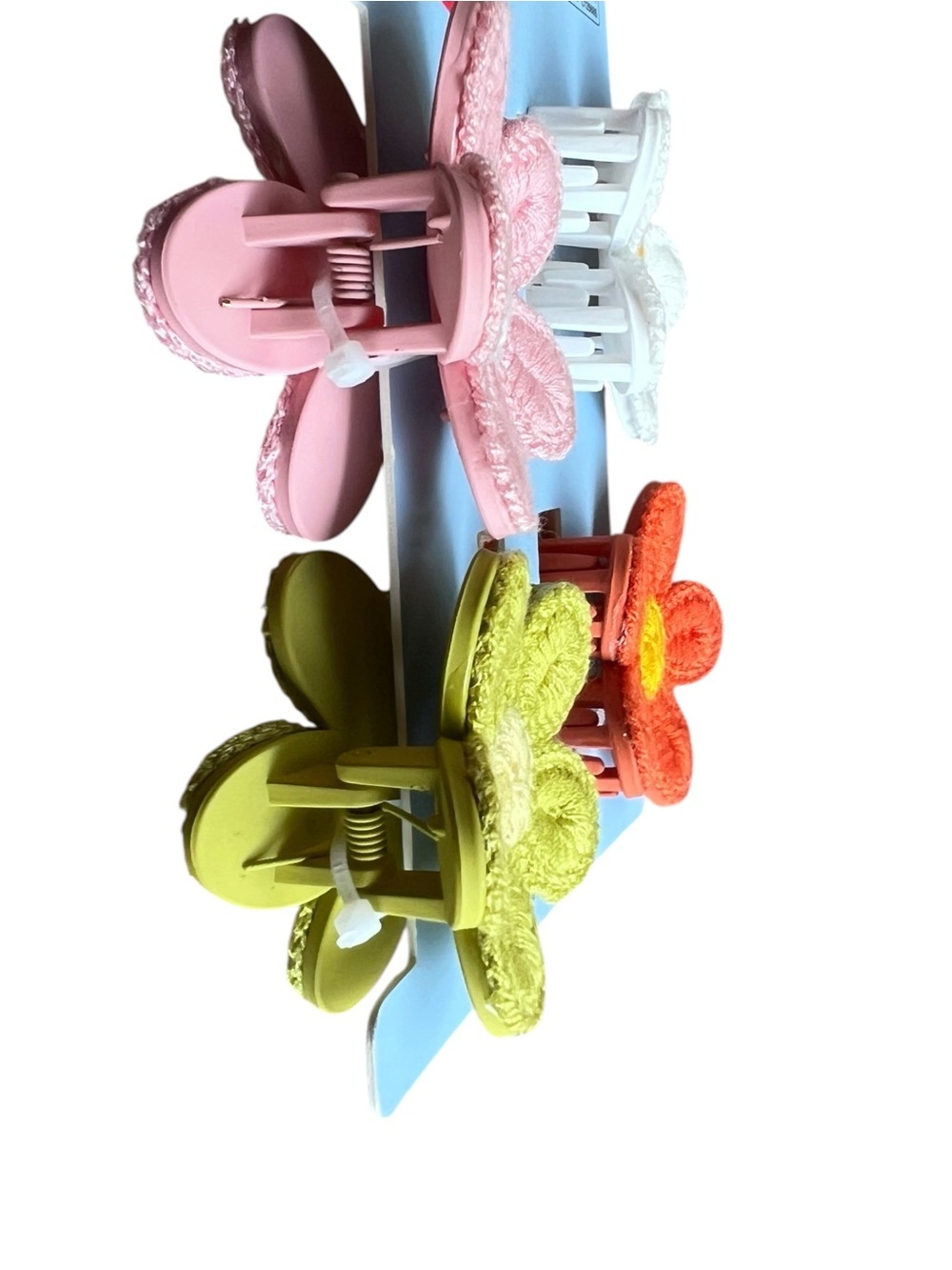 Piper K TikTok Viral Flower Power Crochet Hair Clips White Pink Green Orange - Picture 2 of 3